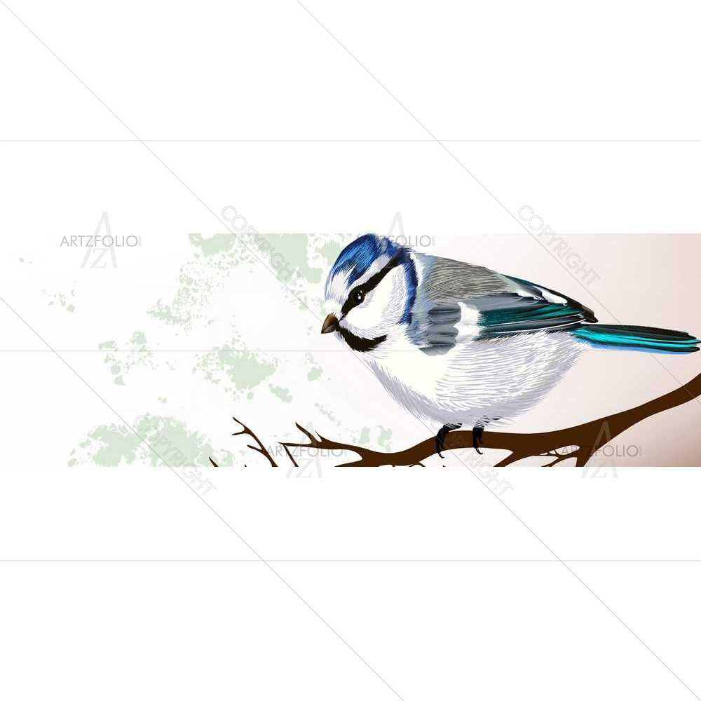Watercolour Bird on a Branch — Birds custom art by ArtzFolio