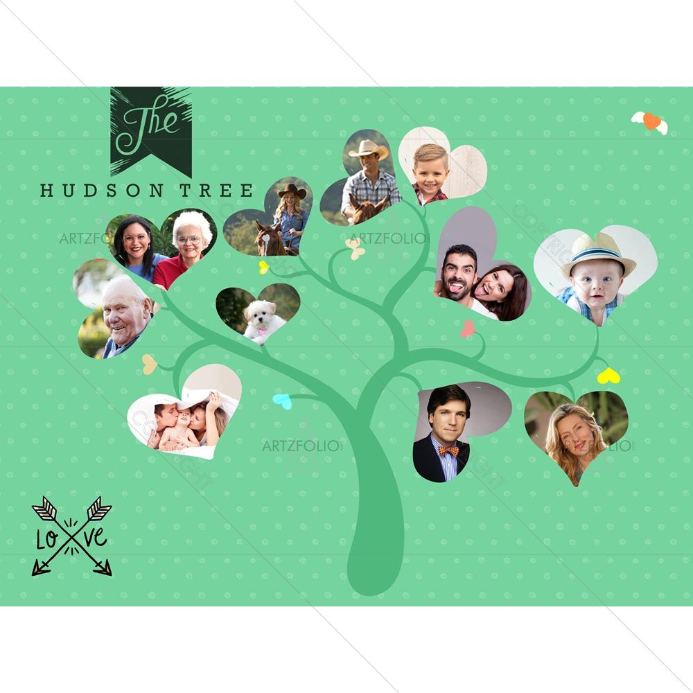 Heart Family Tree — Bling custom art by ArtzFolio