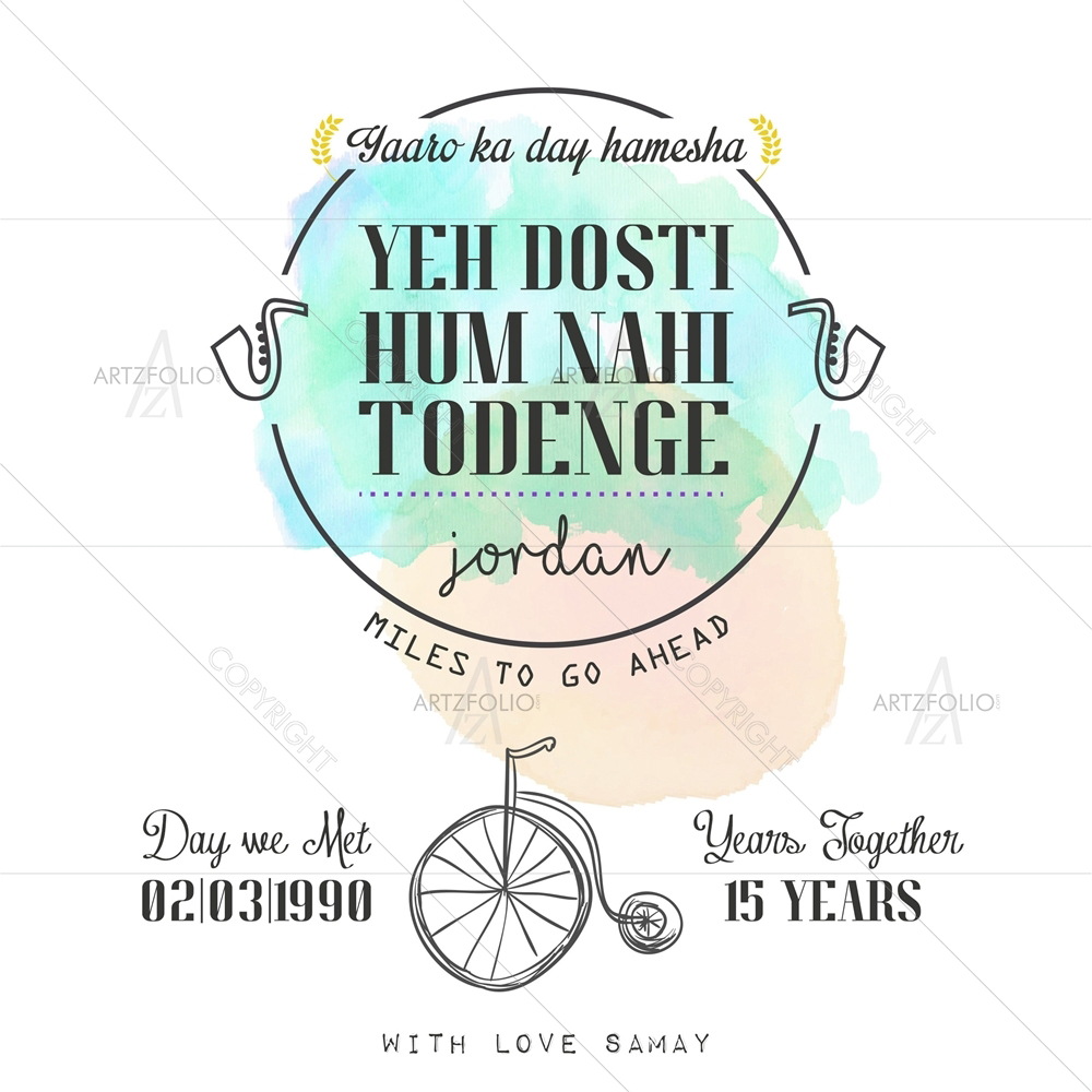 Yeh Dosti Hum Nahi Todenge — Bling custom art by ArtzFolio