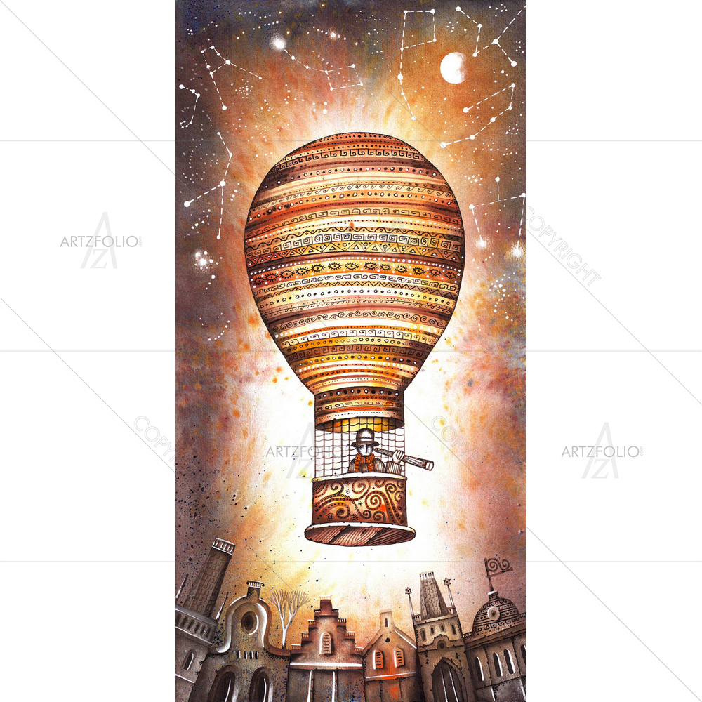 Retro Air Balloon — Automobiles custom art by ArtzFolio
