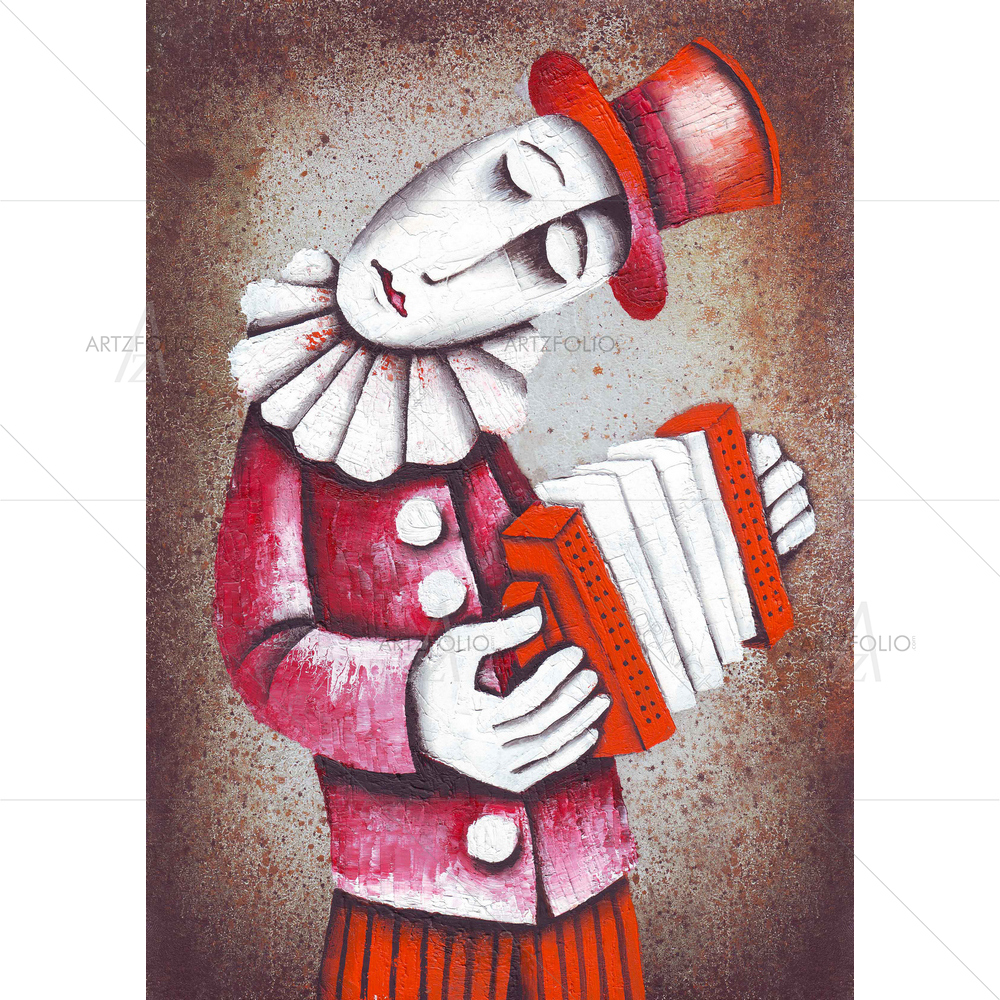 Man Playing Old Piano Accordion — custom-size art design 5009305