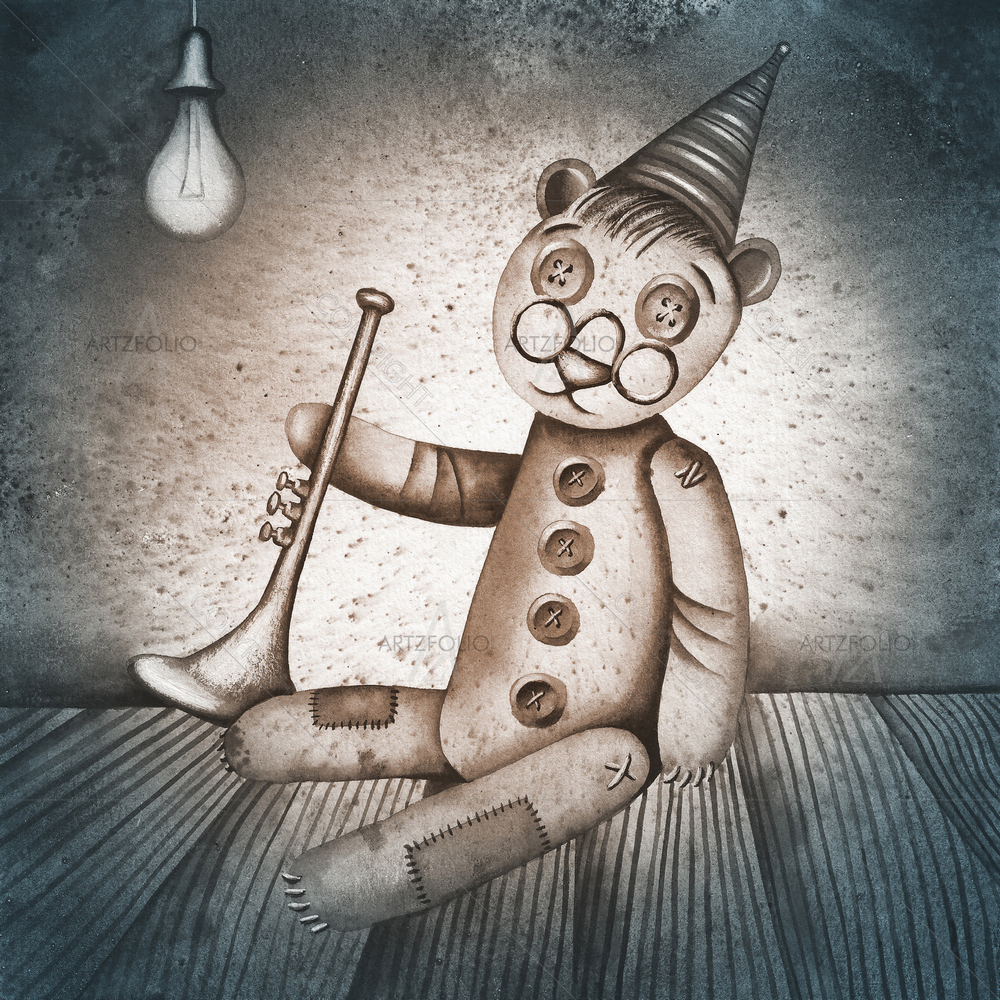 Teddy Bear with Trumpet — custom-size art design 5009306