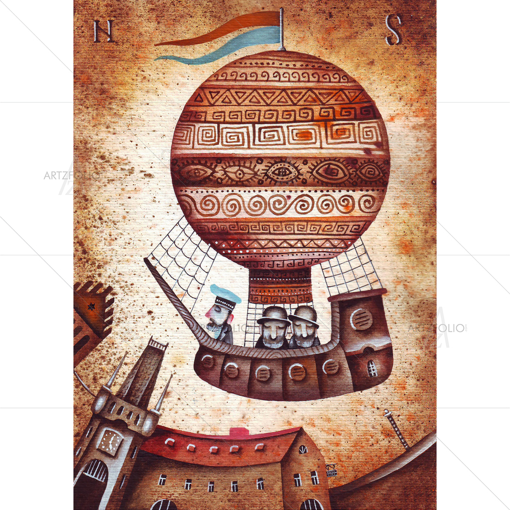 Hot Air Balloon D5 — Ancient custom art by ArtzFolio
