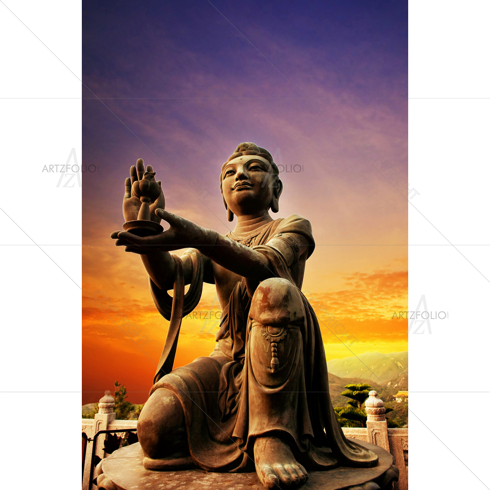 Statue Praising to Tian Tan Buddha, Hong Kong — custom-size art design 5009331