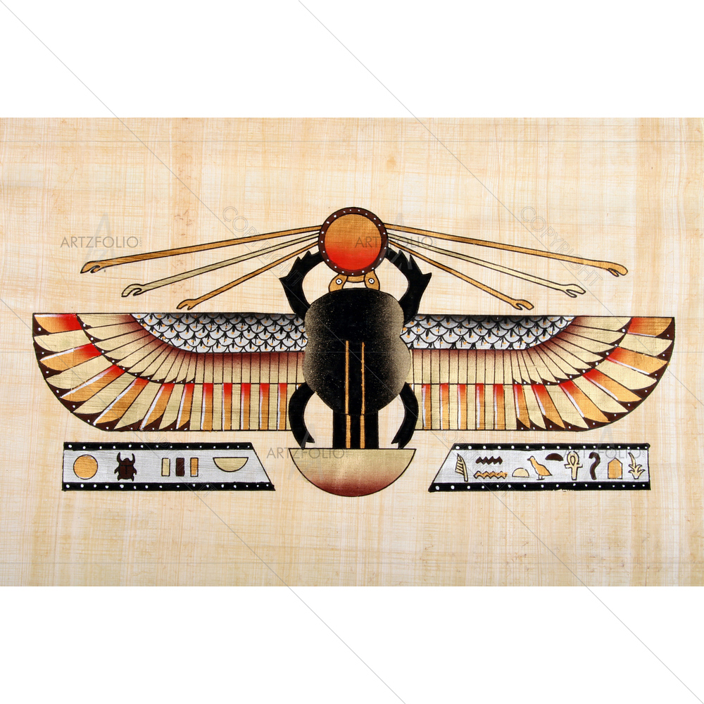 Egyptian Papyrus with Beetle — custom-size art design 5009338