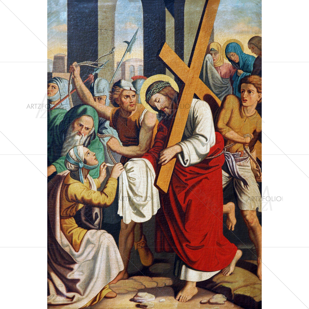 6th Stations of Cross, Veronica Wipes Face of Jesus — Devotional custom art by ArtzFolio