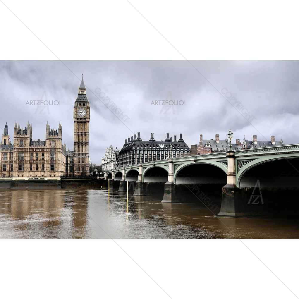 Westerminster Bridge with Big Ben, London — custom-size art design 5009354