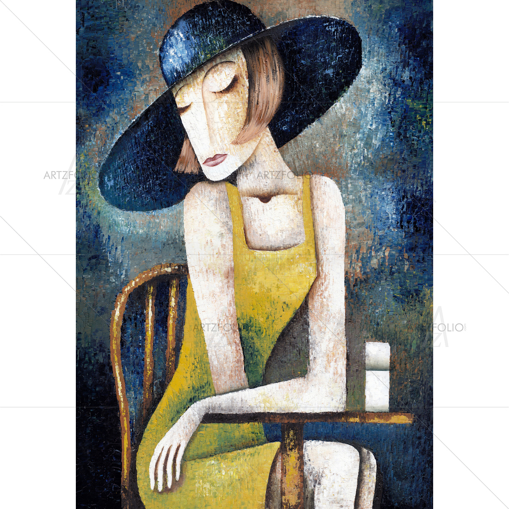 Lady in Cafe — Ancient custom art by ArtzFolio