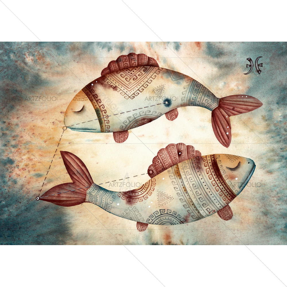 Pisces Zodiac Star — Astrology custom art by ArtzFolio