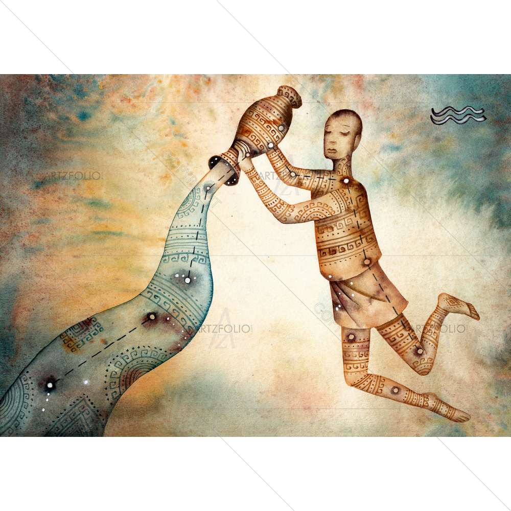 Aquarius Zodiac Star Sign D1 — Astrology custom art by ArtzFolio