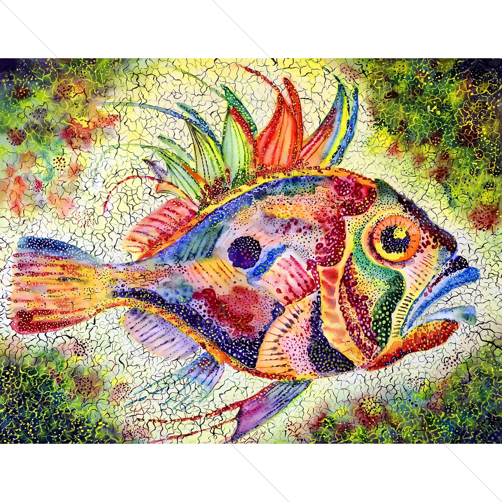 Fish with Huge Eye and Prickly Fins — custom-size art design 5009386