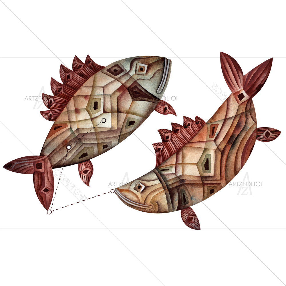 Pisces Zodiac Star Sign — Cubism art