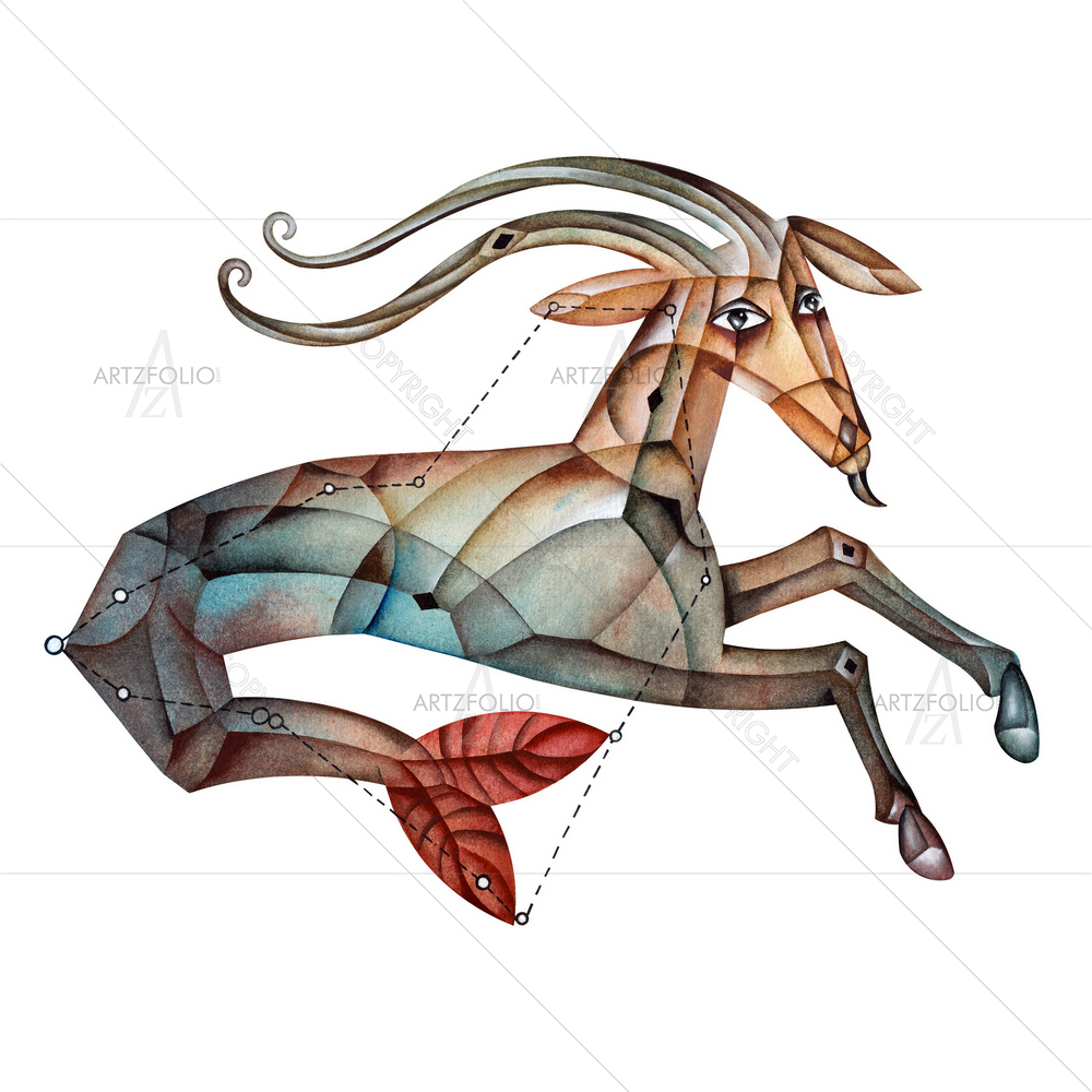 Capricorn Zodiac Star Sign D1 — Cubism custom art by ArtzFolio