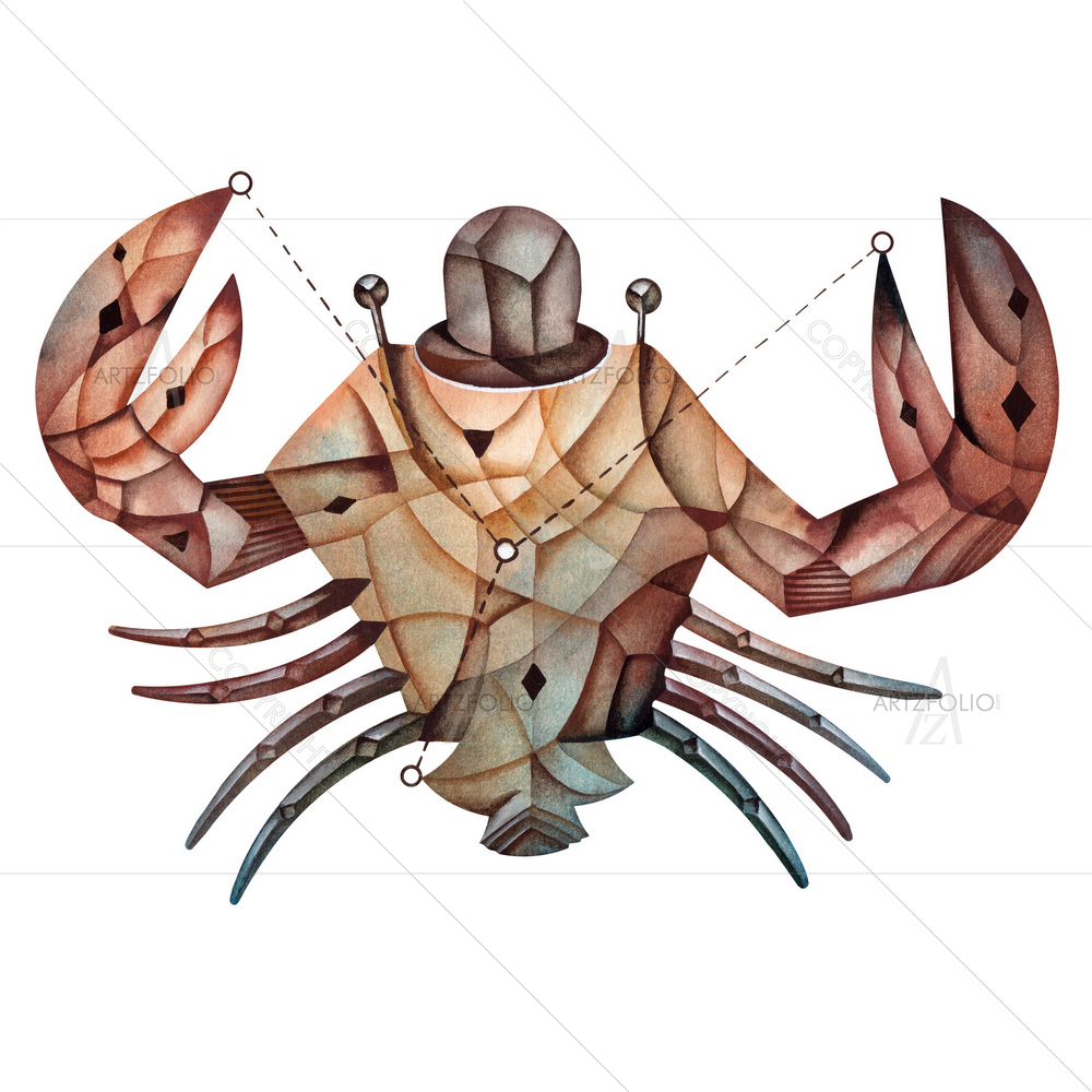 Cancer Zodiac Star Sign D2 — Cubism custom art by ArtzFolio