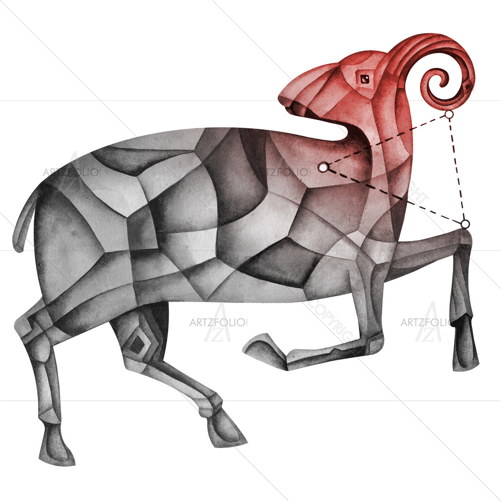 Aries Zodiac Star Sign D2 — custom-size art design 5009408