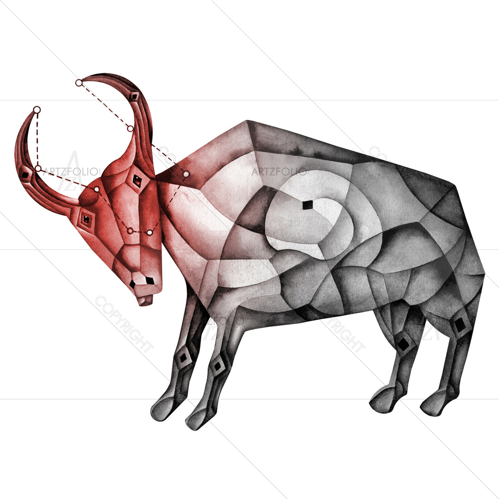 Taurus Zodiac Star Sign D3 — Cubism custom art by ArtzFolio