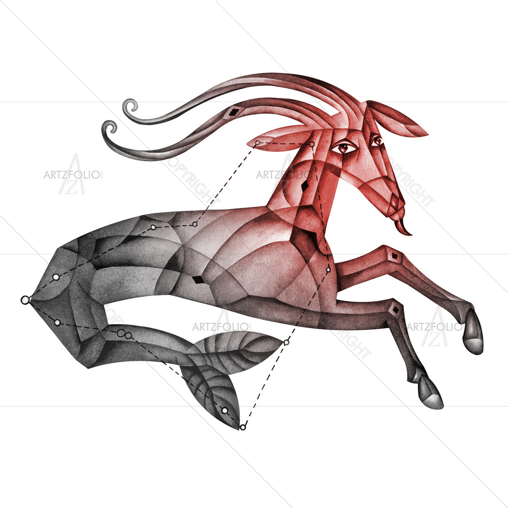 Capricorn Zodiac Star Sign D2 — custom-size art design 5009413