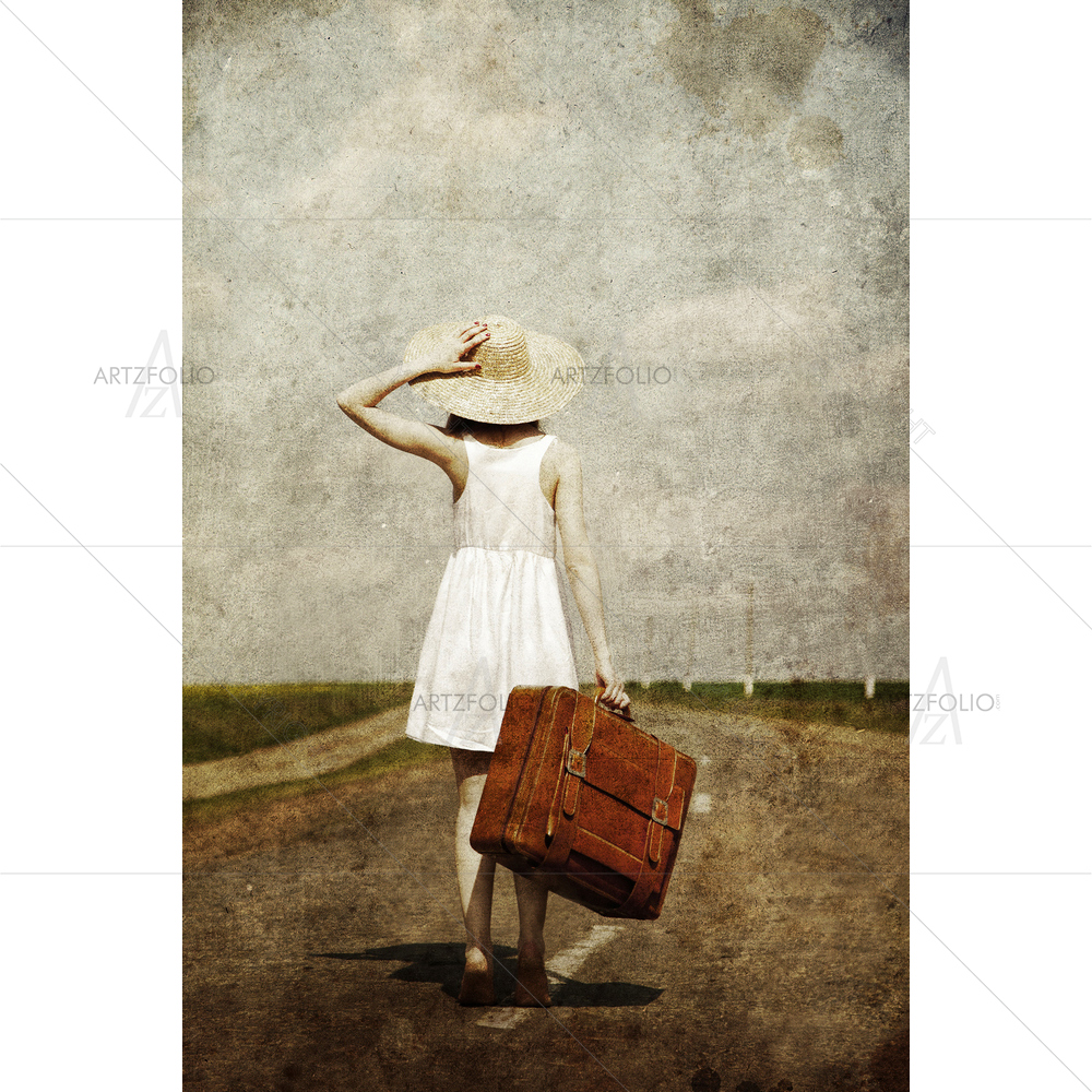 Girl with Suitcase — custom-size art design 5009415