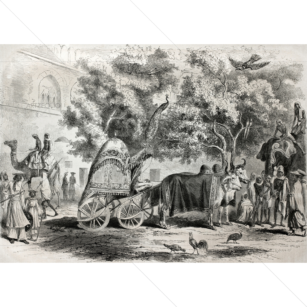 Grand Mughal Palace Courtyard, Delhi — Ancient custom art by ArtzFolio