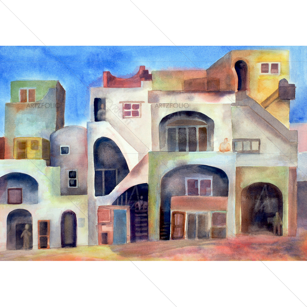 Harbour Frontage on Capri Island — custom-size art design 5009449