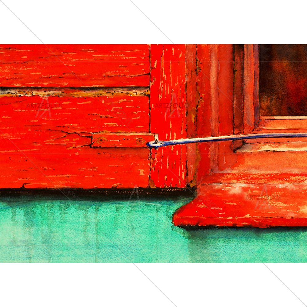 Red Window Shutter — custom-size art design 5009450