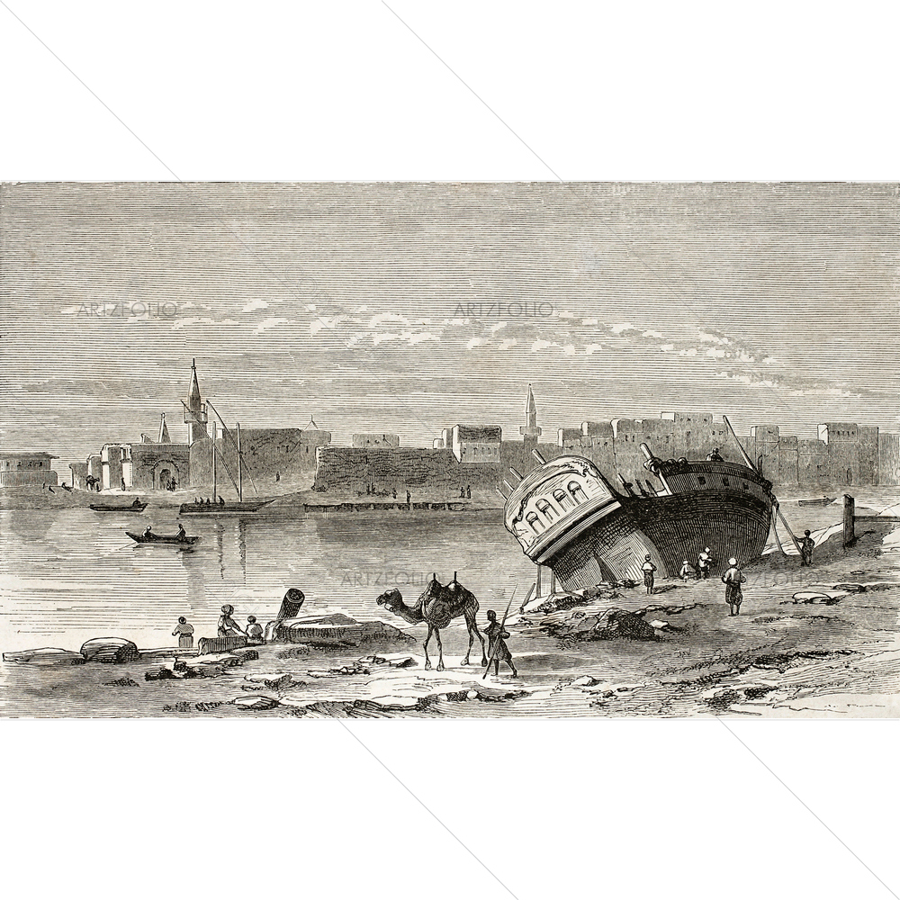 Suez Port Old View — Devotional custom art by ArtzFolio