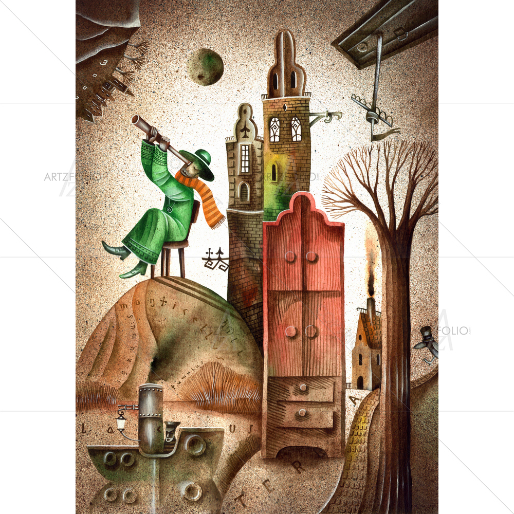 Astronomer and Landscape — custom-size art design 5009455