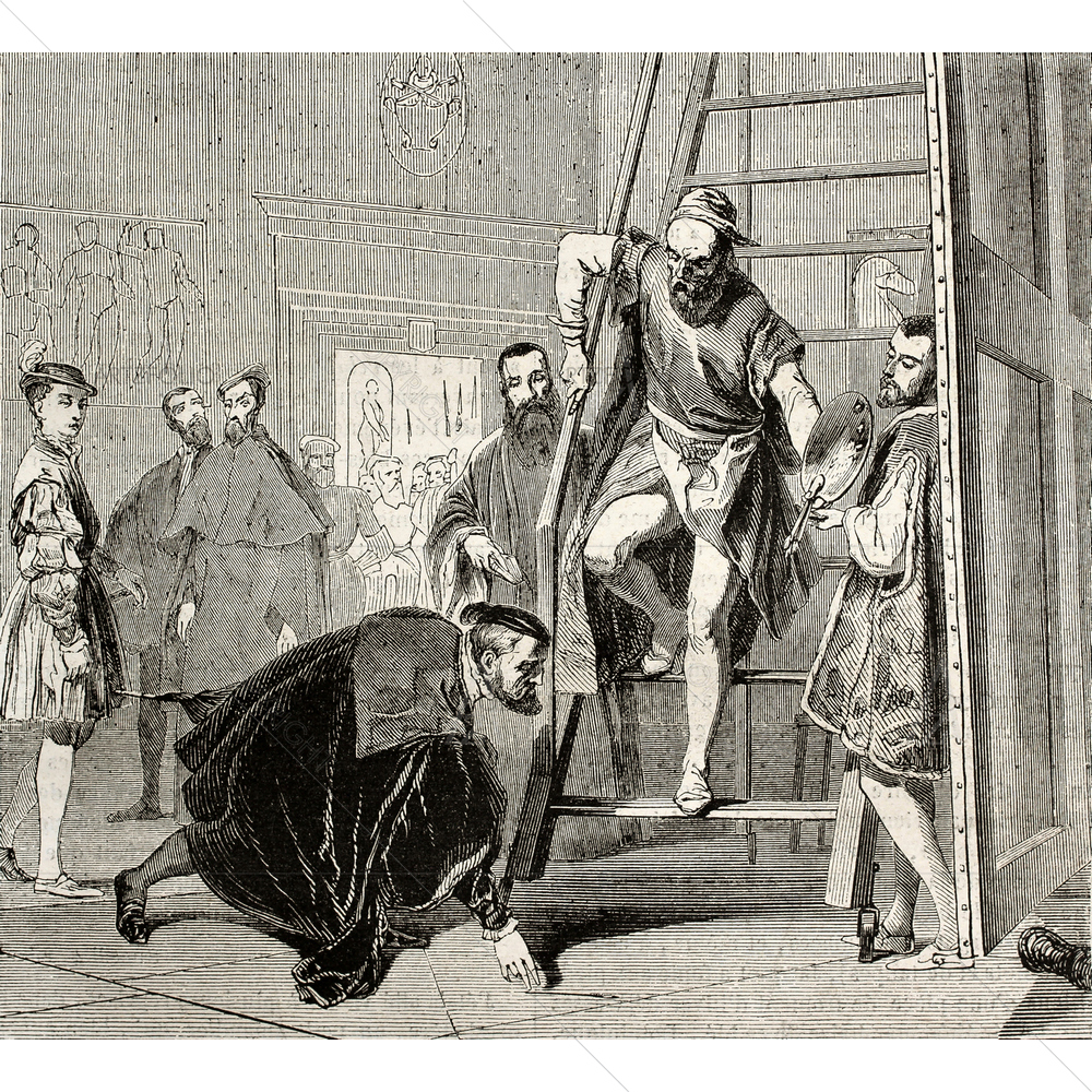 Charles V Picking Up Titian Brush — custom-size art design 5009468