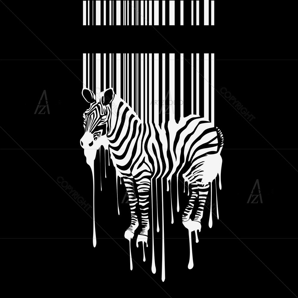 Zebra Silhouette with Smudges Barcode — Abstract custom art by ArtzFolio