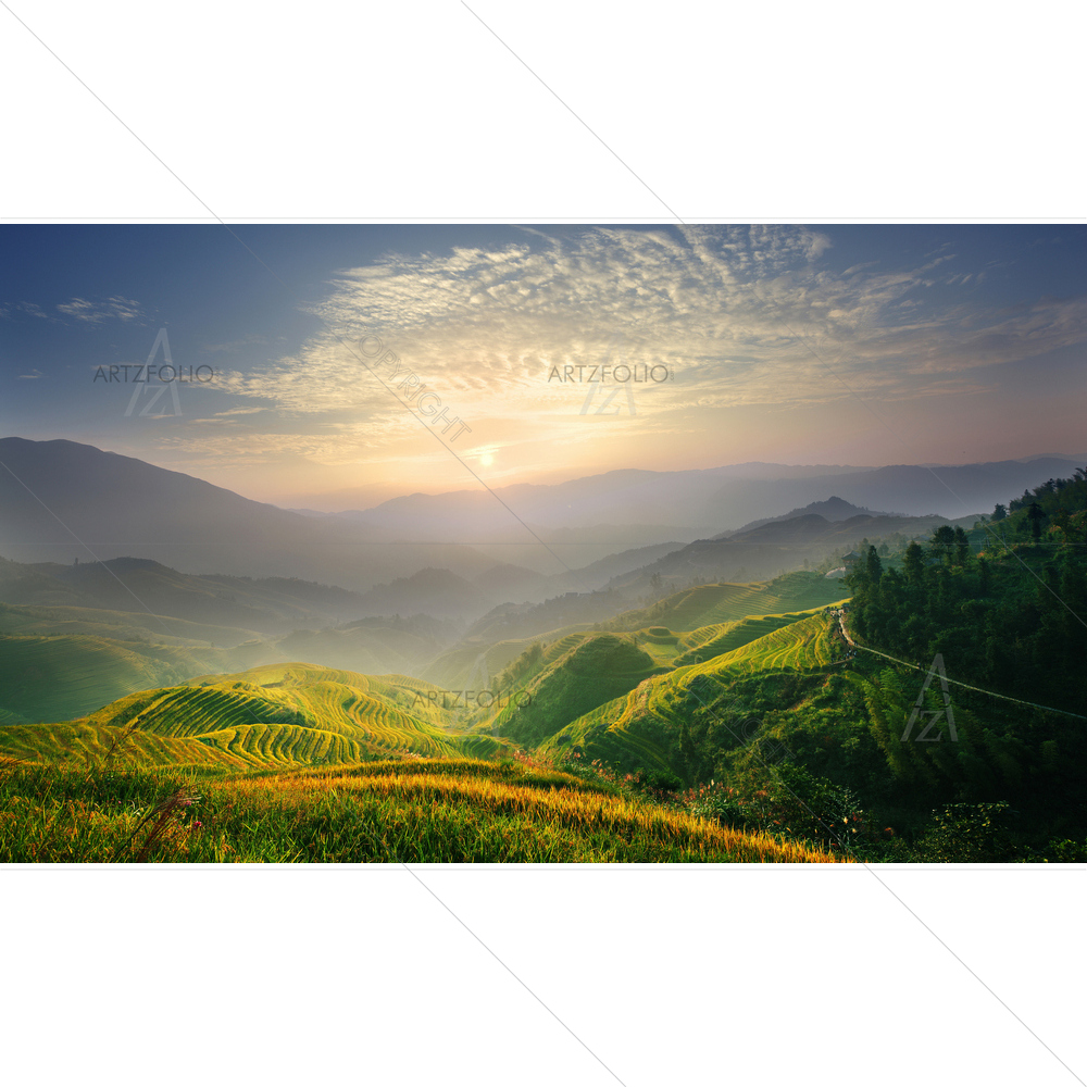 Sunrise at Terrace, China — custom-size art design 5009472