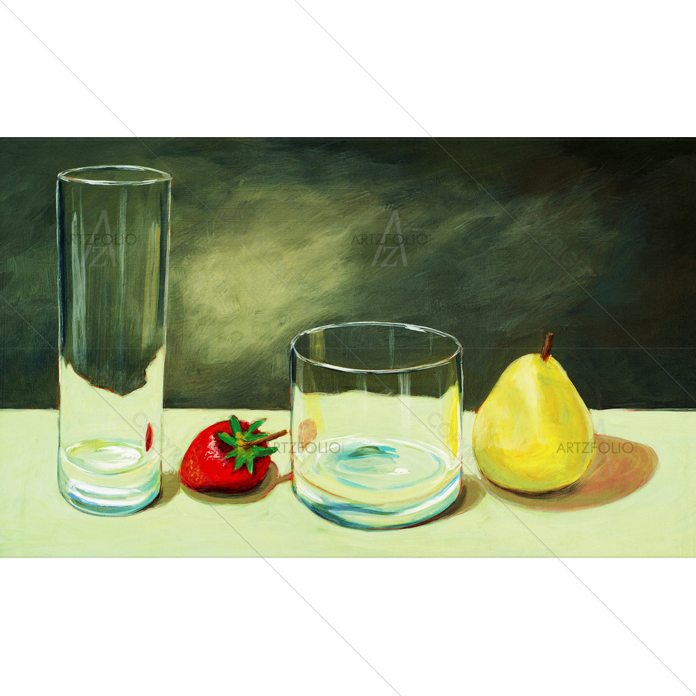 Still Life of Strawberry and Pear — Cuisine custom art by ArtzFolio