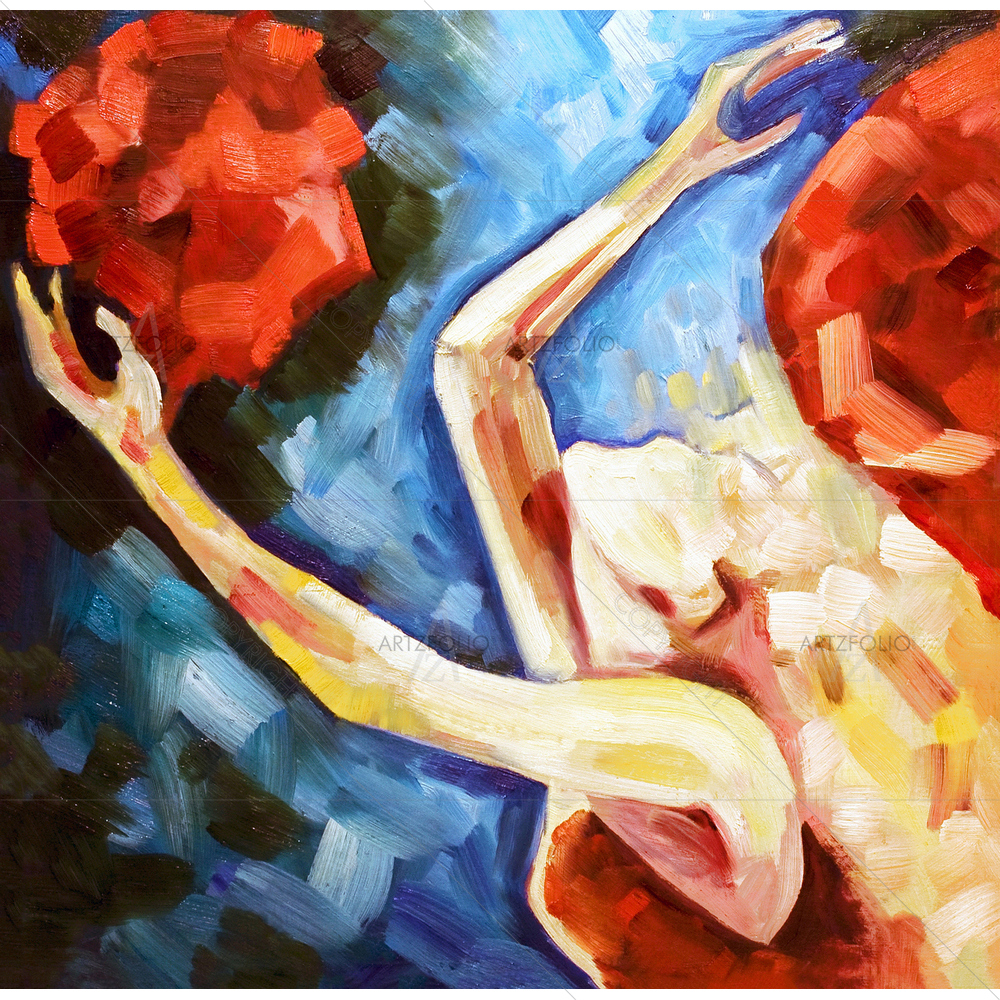 Girl Plays Red Colours — custom-size art design 5009491