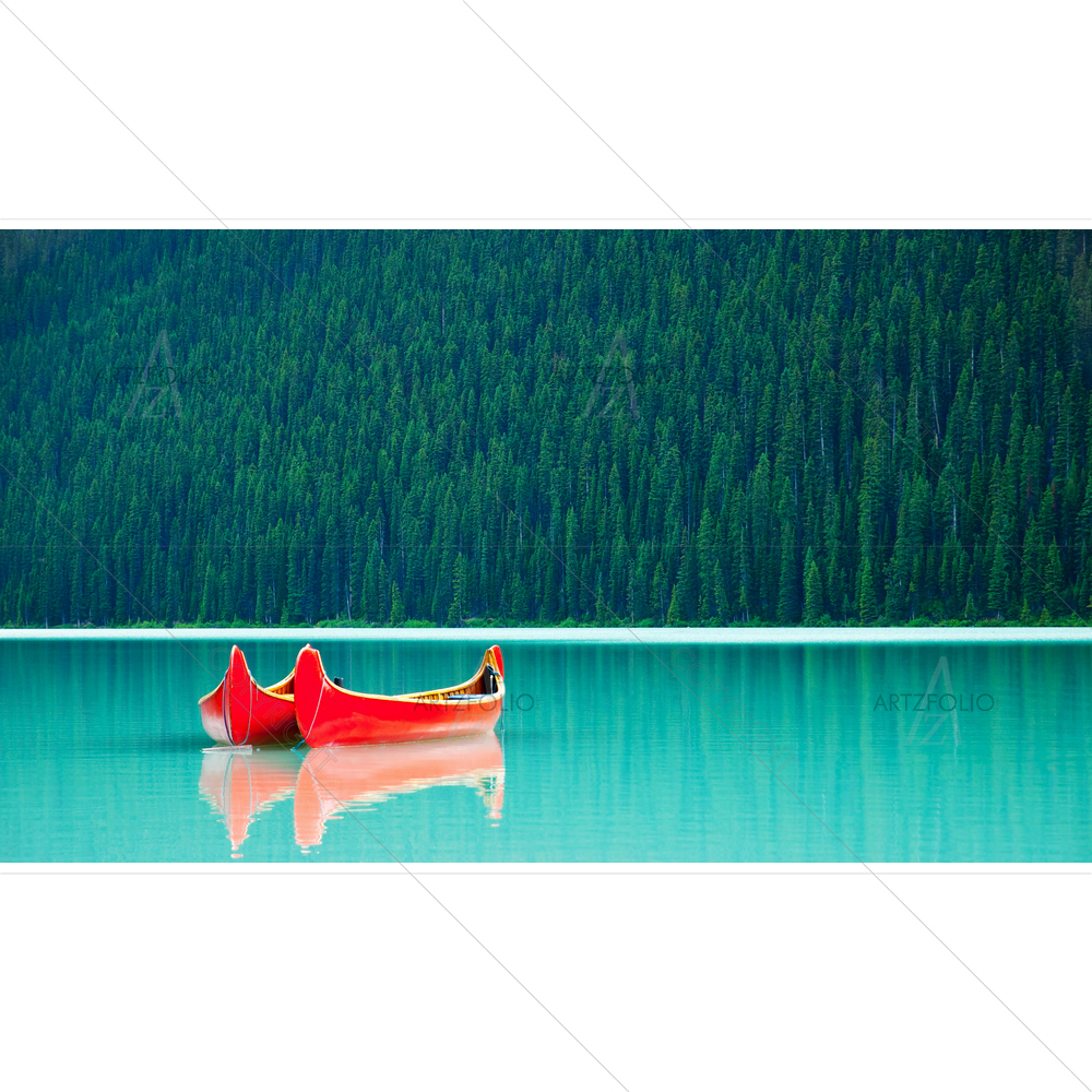 Canoes Floating on Lake Louise, Canada — custom-size art design 5009501