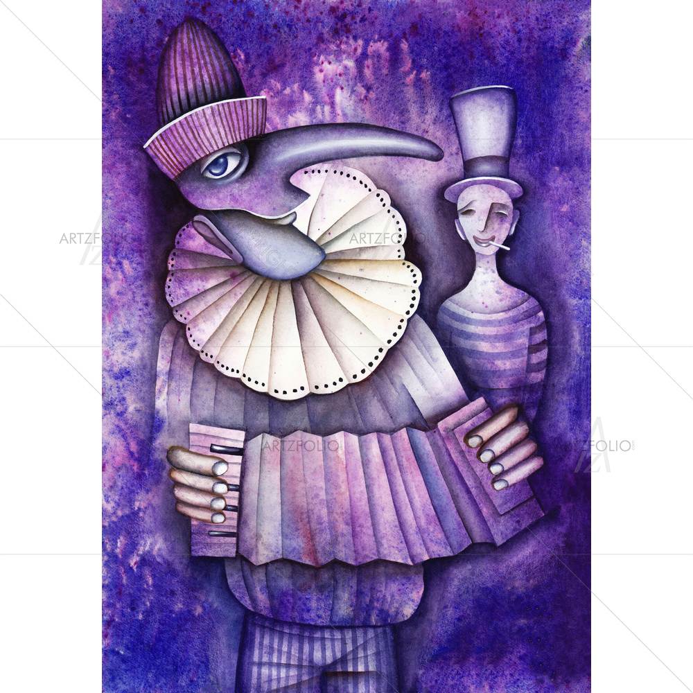 Clown with Accordion — custom-size art design 5009511
