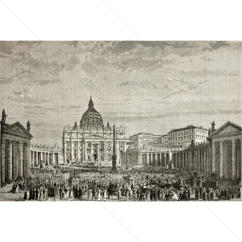 Papal Easter Blessing in Sant Peter's Square, Rome — custom-size art design 5009515