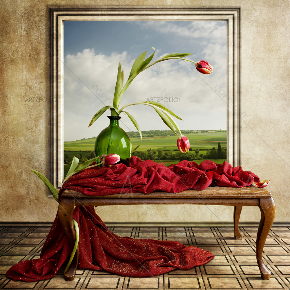 Still Life with Red Tulips — Botanical custom art by ArtzFolio