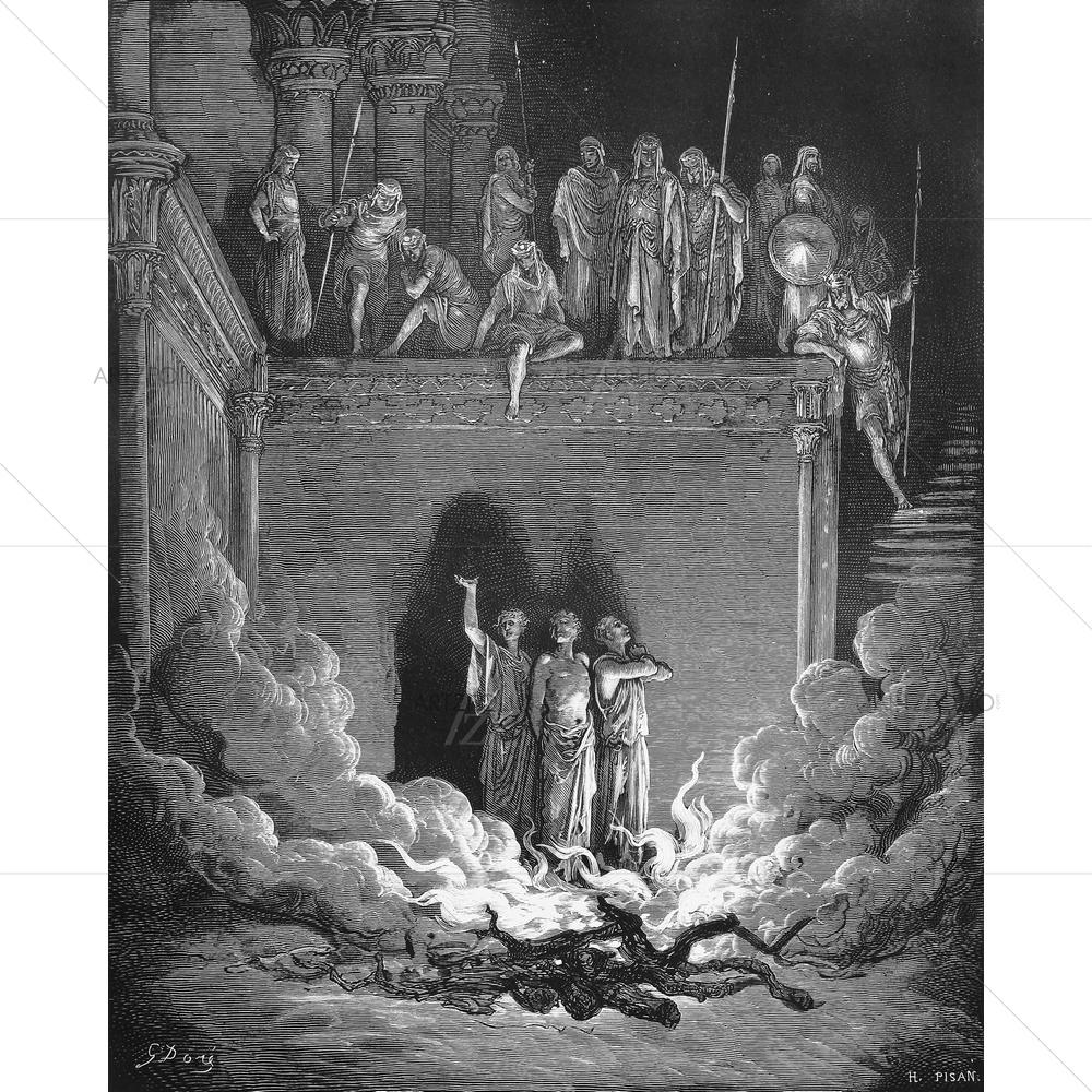 Shadrach, Meshach and Abednego Holy Scriptures, Gustave Dore — Devotional custom art by ArtzFolio