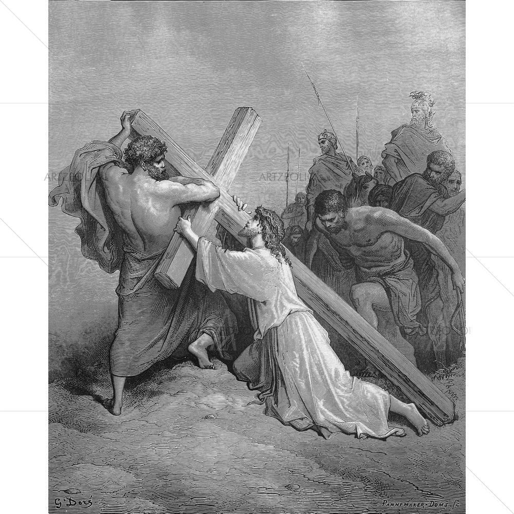 Jesus Falls Holy Scriptures, Gustave Dore — custom-size art design 5009535
