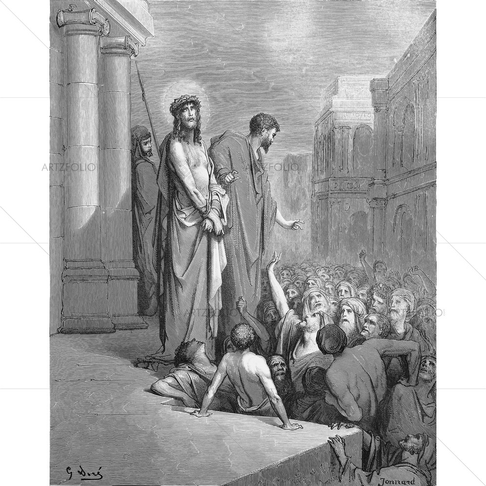 Jesus Presented to People Holy Scriptures, Gustave Dore — Devotional custom art by ArtzFolio