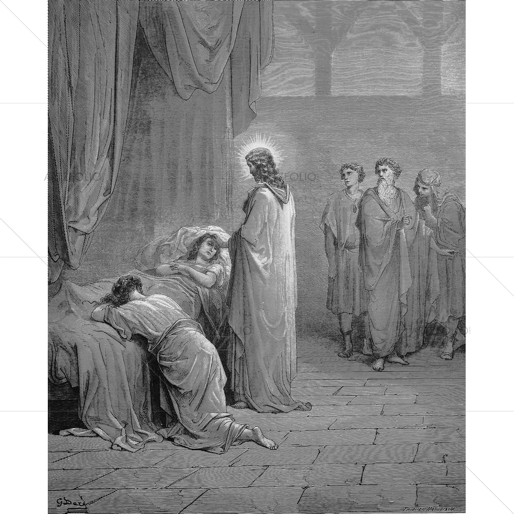 Jesus Raises Daughter of Jairus from Dead, Gustave Dore — custom-size art design 5009542