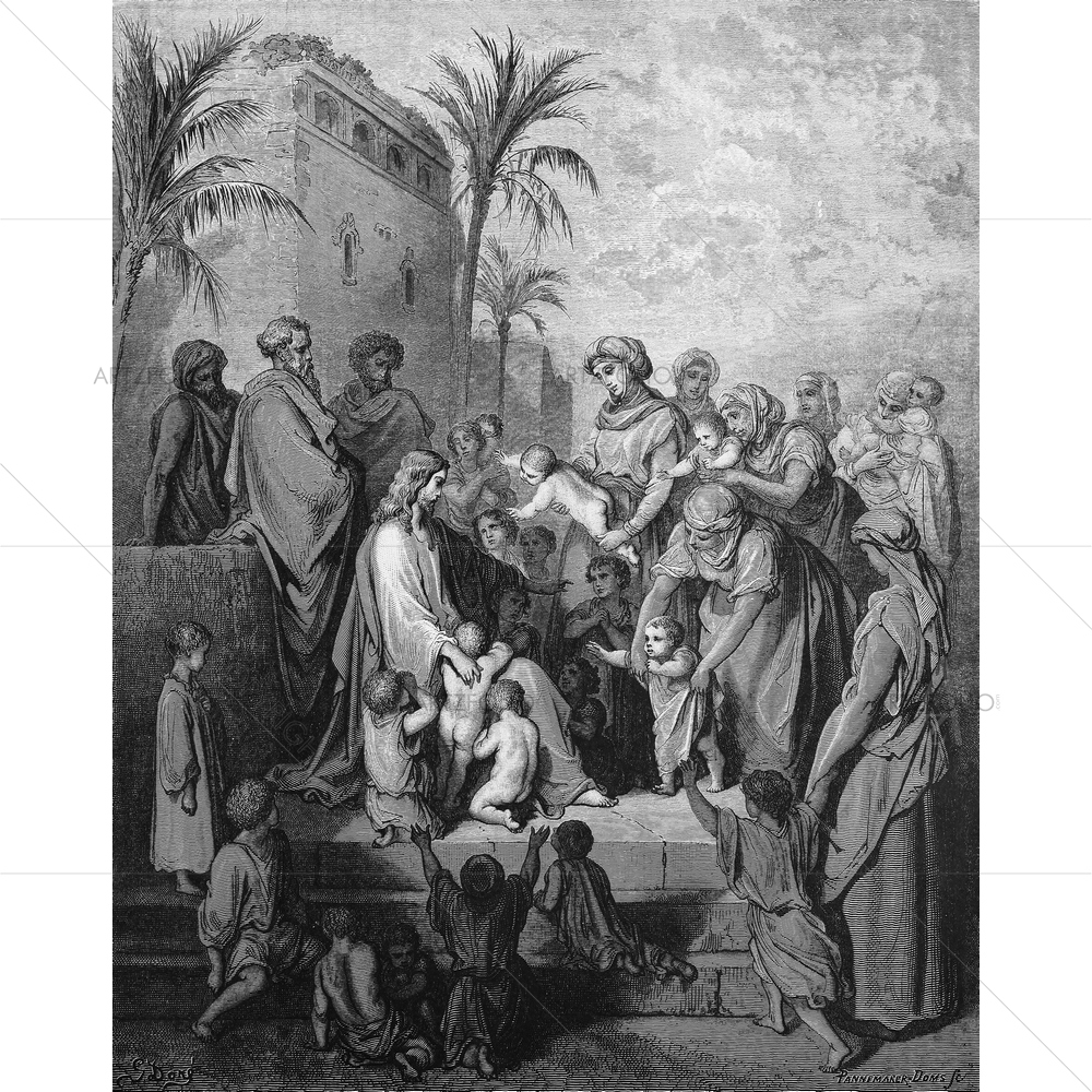 Jesus Blesses Little Children, Gustave Dore — Devotional custom art by ArtzFolio