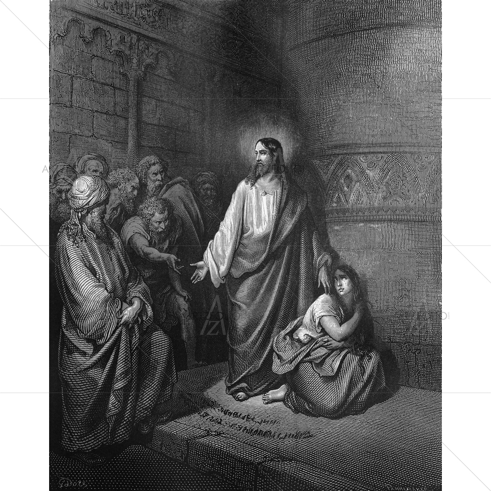 Jesus and Woman Taken in Adultery, Gustave Dore — custom-size art design 5009556