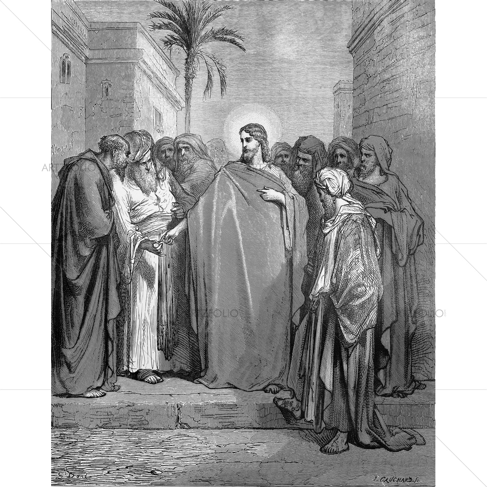 Jesus Christ and Tribute Money, Gustave Dore — Devotional custom art by ArtzFolio