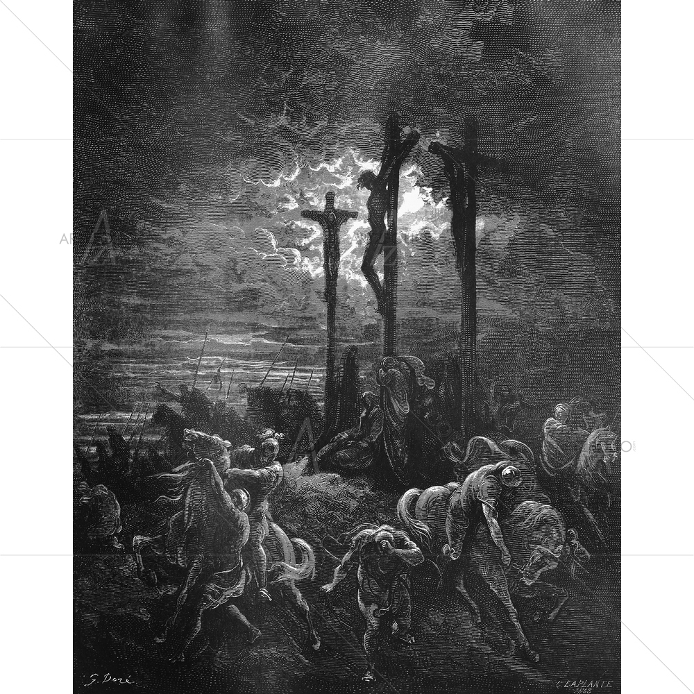 Darkness at Crucifixion, Gustave Dore — Devotional custom art by ArtzFolio