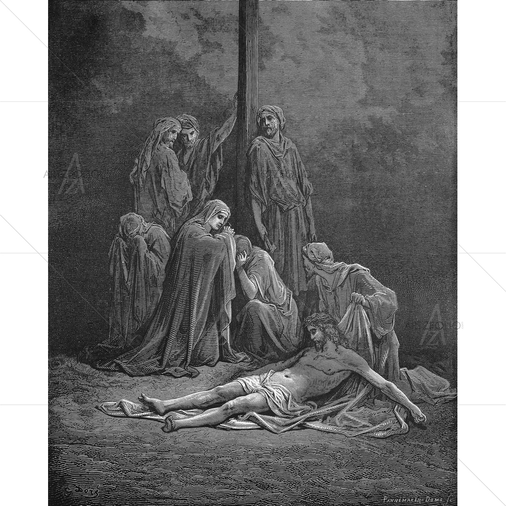 The Women Bind Up and Anoint Jesus Body for Burial, Gustave Dore — Devotional custom art by ArtzFolio