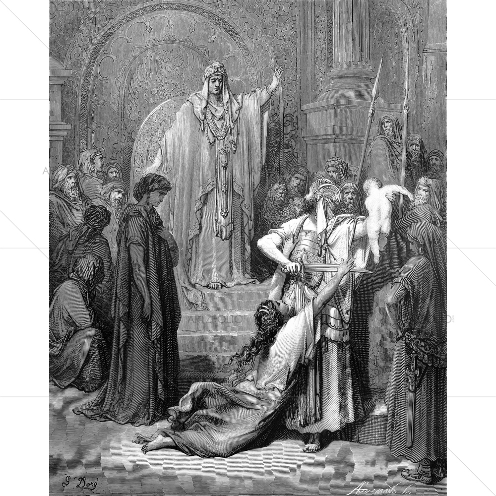Judgment of Solomon Holy Scriptures, Gustave Dore — custom-size art design 5009592