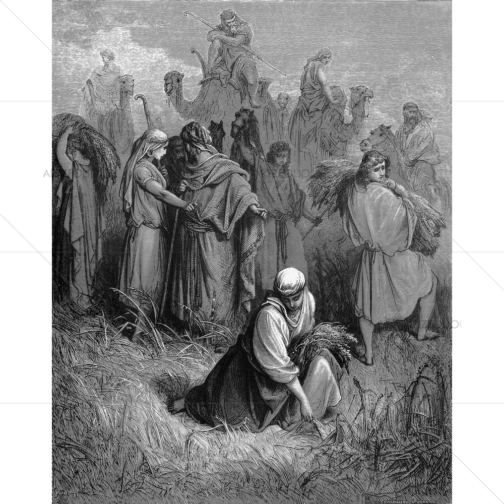 Ruth and Boaz Holy Scriptures, Gustave Dore — Devotional custom art by ArtzFolio
