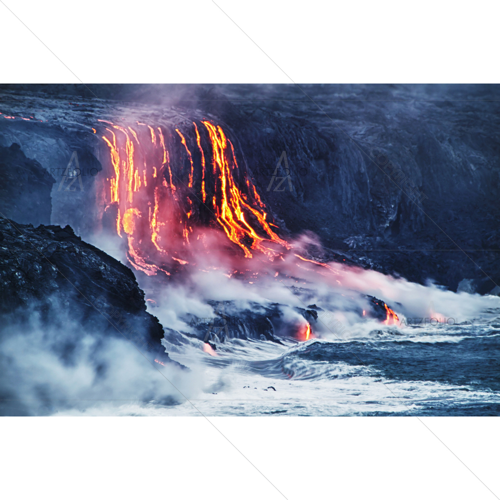 Lava Erupting in Pacific Ocean, Hawaii — custom-size art design 5009619