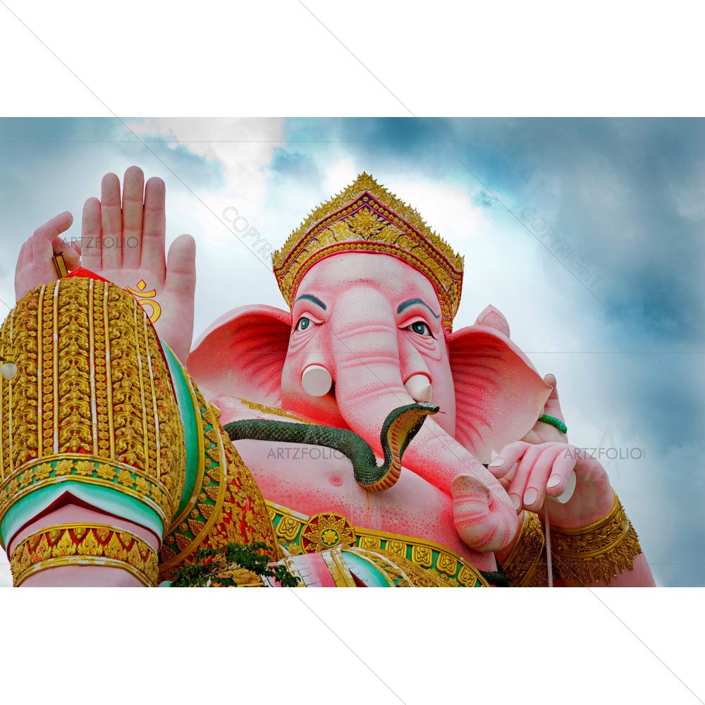 Hindu God Ganesha Relaxing, Nakhonnayok, Thailand — custom-size art design 5009631