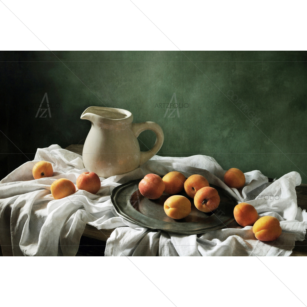 Still Life with Drapery and Apricots — custom-size art design 5009637